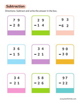 Subtraction worksheet pdf